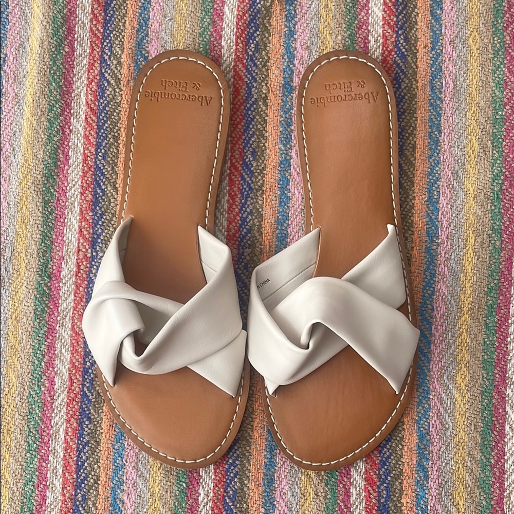 Abercrombie & Fitch Women's Cream/Brown Sandals Sz 9/10